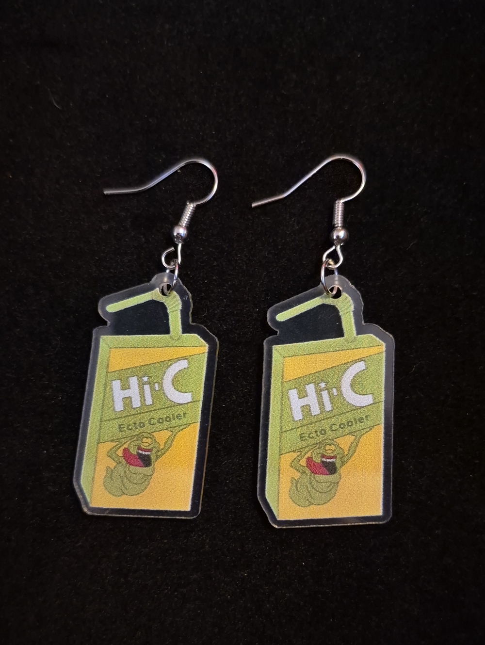 Handcrafted Ghostbusters Slimer Hi - C Ecto Cooler Green Juice Box Earrings
